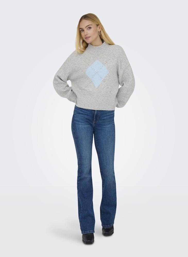 ONLY Onlwakefield Life Bling High Neck Long Sleeve Pullover Sweater - Image 4