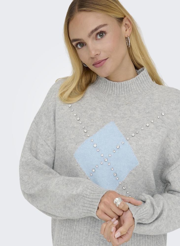 ONLY Onlwakefield Life Bling High Neck Long Sleeve Pullover Sweater - Image 3