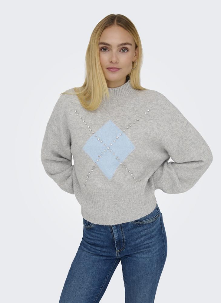 ONLY Onlwakefield Life Bling High Neck Long Sleeve Pullover Sweater - Image 1