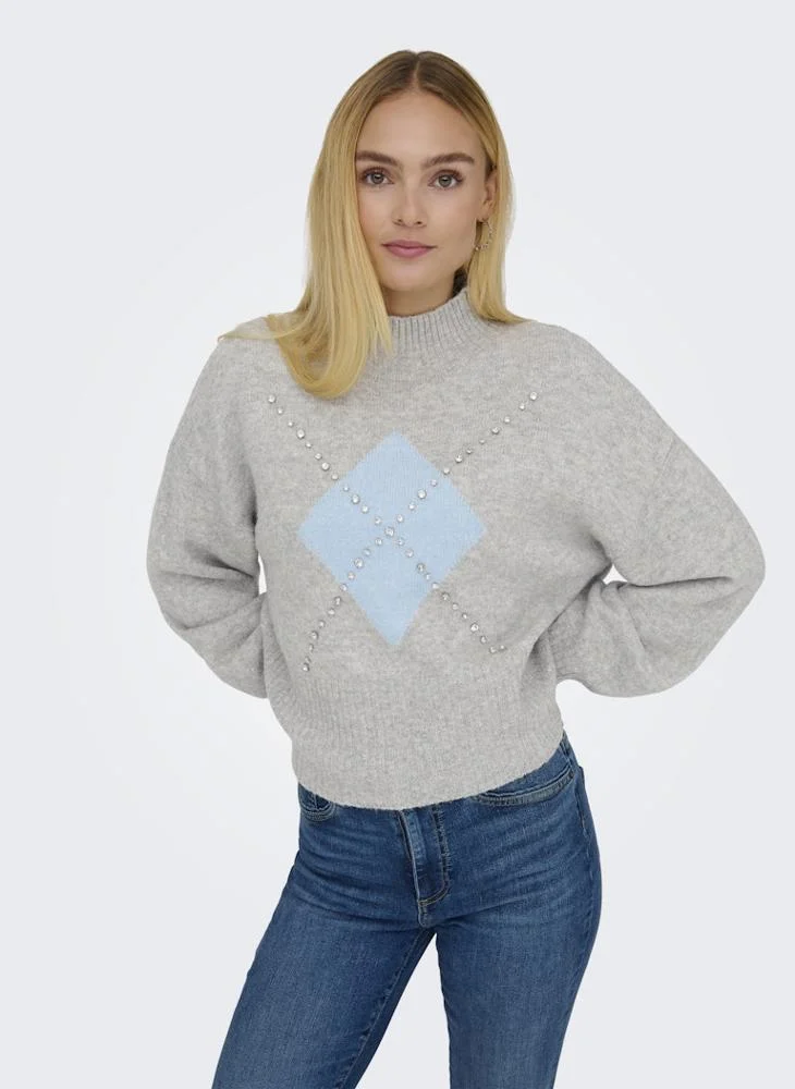 ONLY Onlwakefield Life Bling High Neck Long Sleeve Pullover Sweater