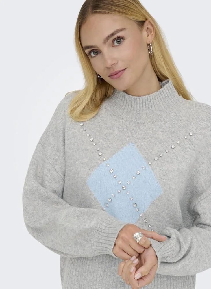 Onlwakefield Life Bling High Neck Long Sleeve Pullover Sweater