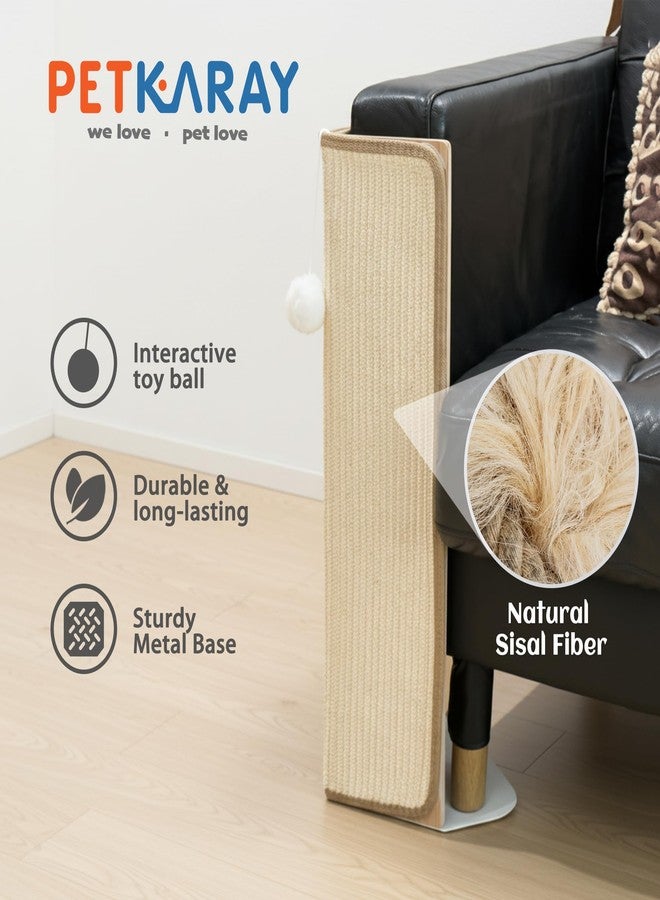 PETKARAY Under-Furniture Cat Scratcher, 23.6'' Sisal Scratching Post for Couch Corner, Furniture Protector Scratch Pad for Sofa with Toy Ball - Image 2