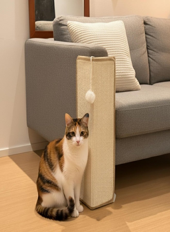 PETKARAY Under-Furniture Cat Scratcher, 23.6'' Sisal Scratching Post for Couch Corner, Furniture Protector Scratch Pad for Sofa with Toy Ball - Image 1