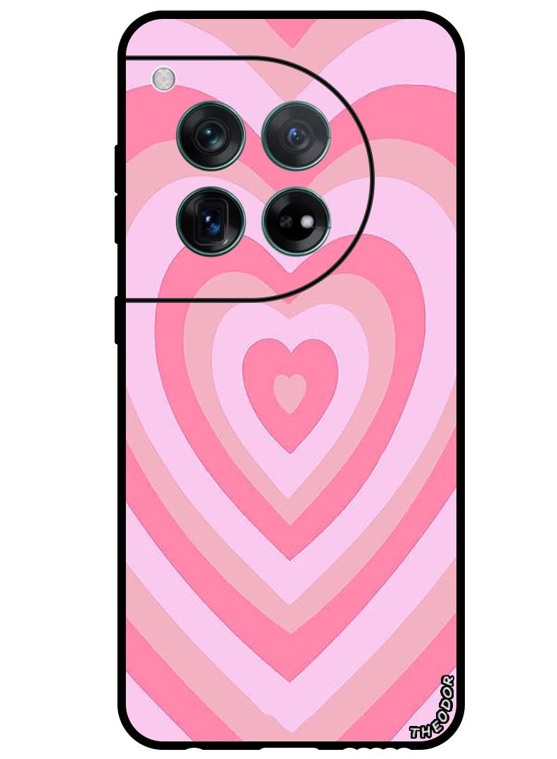 Theodor Protective Case Anti Scratch Shock Proof Bumper Cover For OnePlus 12 Pink Heart - Image 1