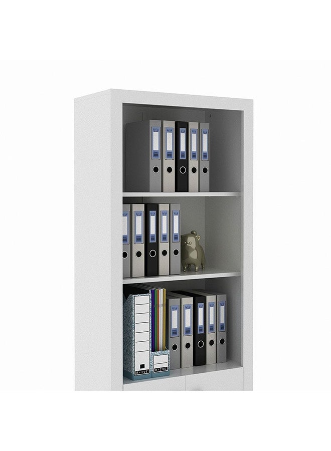 DANUBE HOME خزانة مكتب كينسي مع بابين بتصميم عصري خشبي ورف عرض متعدد الوظائف وخزانة كتب للمنزل والمكتب مقاس L 60x31.5x171.5 سم أبيض  - Image 3