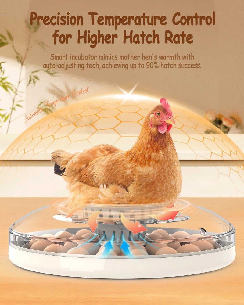WONEGG Incubator for Hatching Eggs, 30 Eggs Incubator with Automatic Egg Turning, Temperature Control u0026 Humidity Display, LED Egg Candler, for Chicken, Quail, Parrot Eggs - Image 2