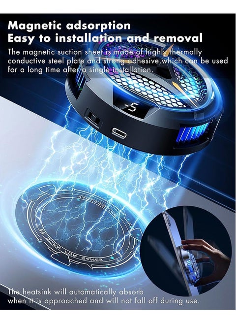 Magnetic iPad Cooler & Universal Tablet Radiator | Compatible with iPad, Surface Pro, Samsung Tab, Steam Deck | RGB Gaming Fan with Smart Temperature Display | USB-Powered Cooling System for Live Streaming, Mobile Gaming, Video Editing & Heavy Use