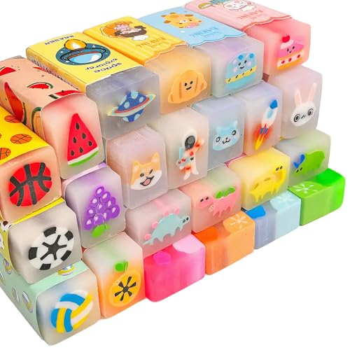 Jsehchya 23PCS Big Fun Cute Animal Fruit Pencil Erasers for Kids Bulk,Back to School Party Gifts (Fruit Animal Jelly, Big) - Image 1