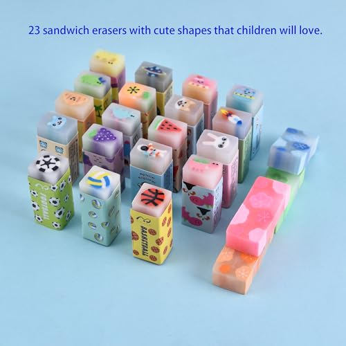 Jsehchya 23PCS Big Fun Cute Animal Fruit Pencil Erasers for Kids Bulk,Back to School Party Gifts (Fruit Animal Jelly, Big) - Image 3