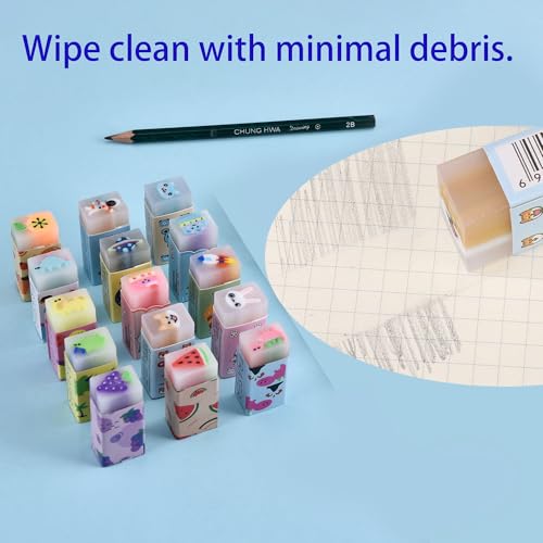 Jsehchya 23PCS Big Fun Cute Animal Fruit Pencil Erasers for Kids Bulk,Back to School Party Gifts (Fruit Animal Jelly, Big) - Image 5