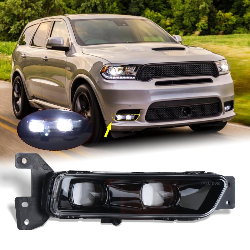KAMDKI Right Passenger Side LED Fog Light Compatible for 20172022 Jeep Grand Cherokee 20142022 Dodge Durango Front Bumper Light With Bulbs Assembly RH 68275510AC