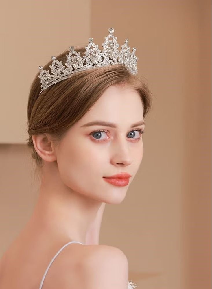Crystal Tiara Crowns for Women Girls Elegant Princess Crown Tiaras for Women Bridal Wedding Prom Birthday Party Cosplay Costumes Hair Accessories for Women Girls (Silver) - Image 1