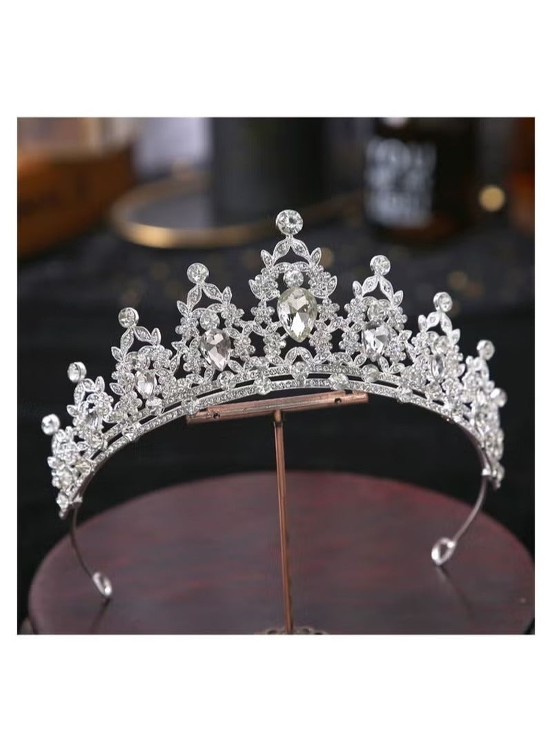 Crystal Tiara Crowns for Women Girls Elegant Princess Crown Tiaras for Women Bridal Wedding Prom Birthday Party Cosplay Costumes Hair Accessories for Women Girls (Silver) - Image 2