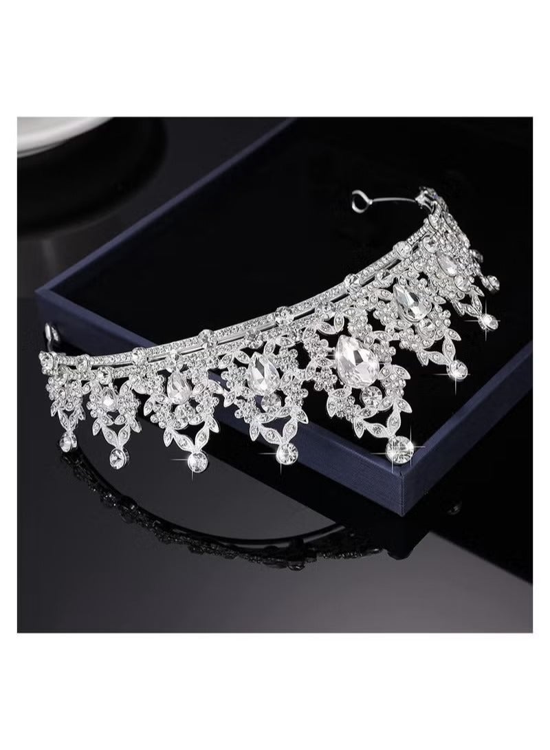 Crystal Tiara Crowns for Women Girls Elegant Princess Crown Tiaras for Women Bridal Wedding Prom Birthday Party Cosplay Costumes Hair Accessories for Women Girls (Silver) - Image 3