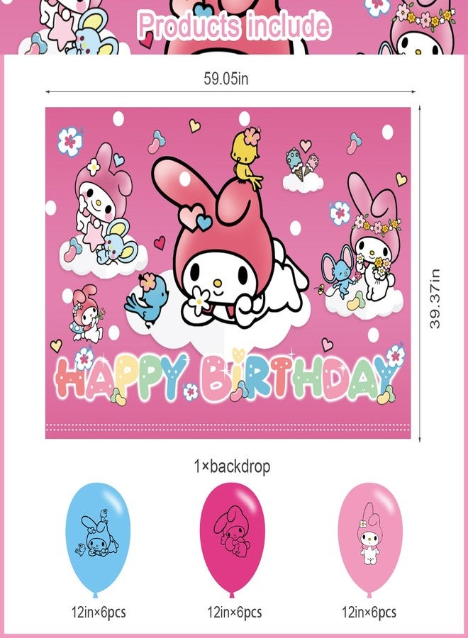 karg My Melody Birthday Party Backdrop & Decoration - Pink Themed Happy Birthday Banner, 5x3ft - Image 2