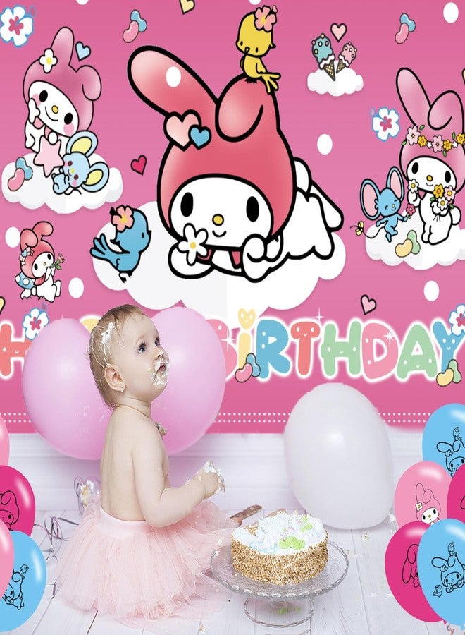 karg My Melody Birthday Party Backdrop & Decoration - Pink Themed Happy Birthday Banner, 5x3ft - Image 5