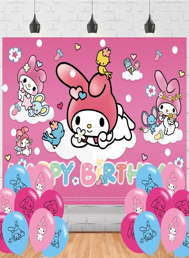 karg My Melody Birthday Party Backdrop & Decoration - Pink Themed Happy Birthday Banner, 5x3ft - Image 1