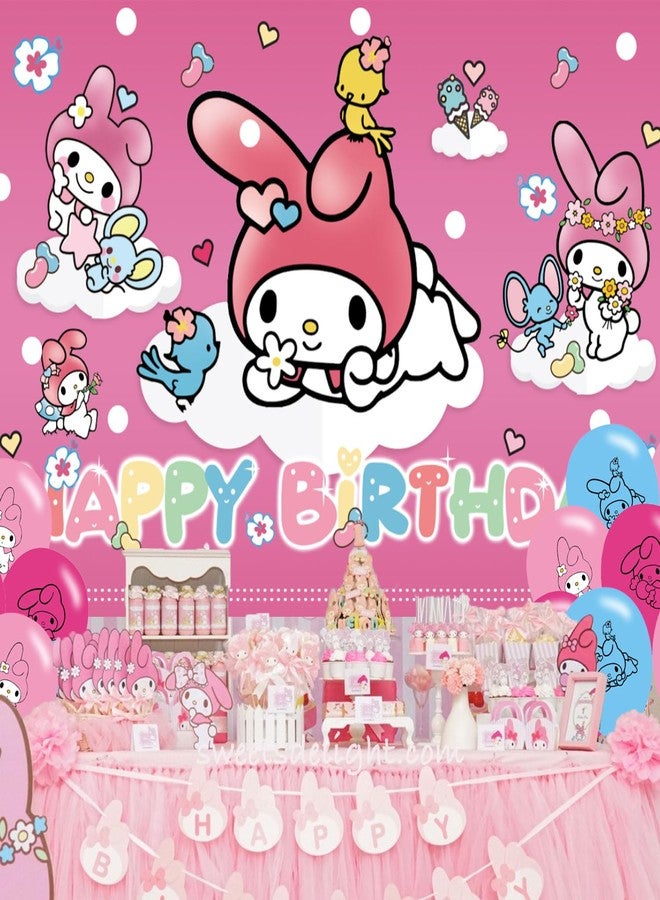 karg My Melody Birthday Party Backdrop & Decoration - Pink Themed Happy Birthday Banner, 5x3ft - Image 4
