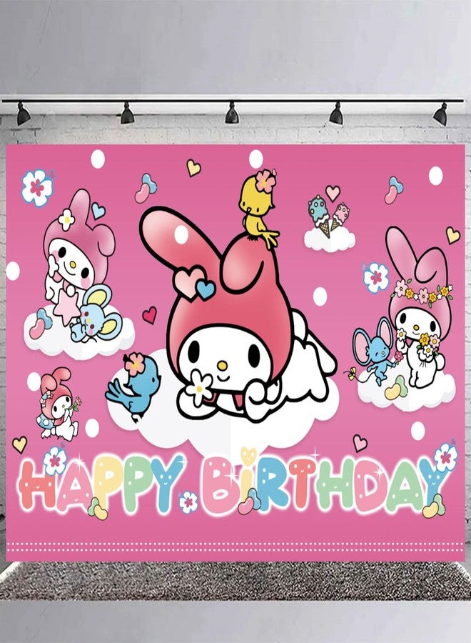 karg My Melody Birthday Party Backdrop & Decoration - Pink Themed Happy Birthday Banner, 5x3ft - Image 3