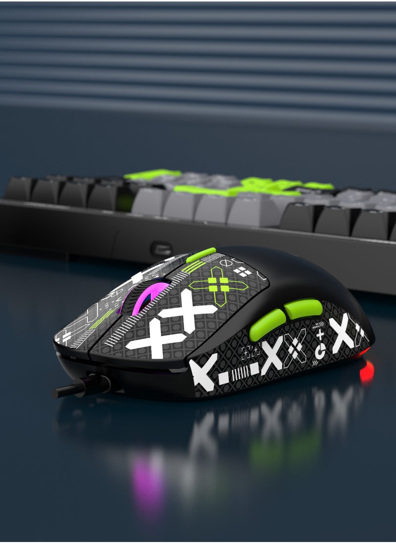 ARNOTEC - Wired gaming mouse RGB luminous lightweight gaming mouse protective sticker custom gaming mouse office business gaming integrated mouse desktop notebook USB wired mouse - Image 1