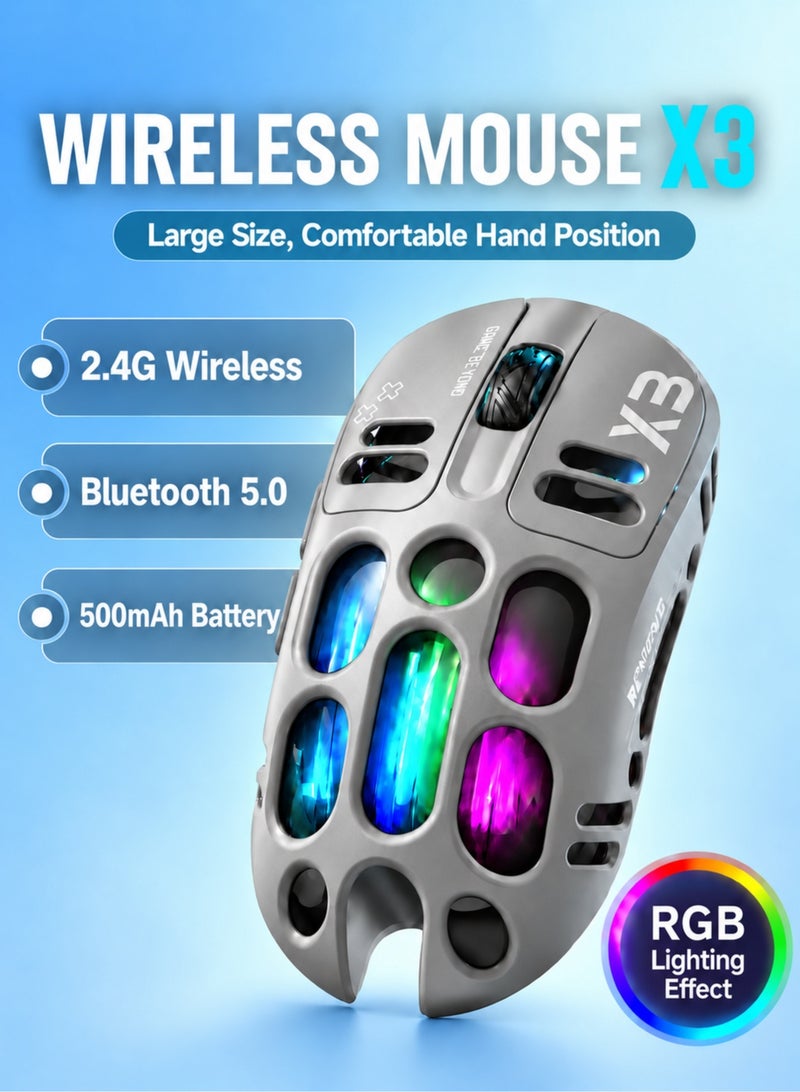 T-WOLF ماوس ألعاب سلكي RGB مضيء خفيف الوزن ملصق حماية ماوس ألعاب مخصص ماوس ألعاب مكتب أعمال ماوس ألعاب متكامل كمبيوتر مكتبي ماوس سلكي USB - Image 1