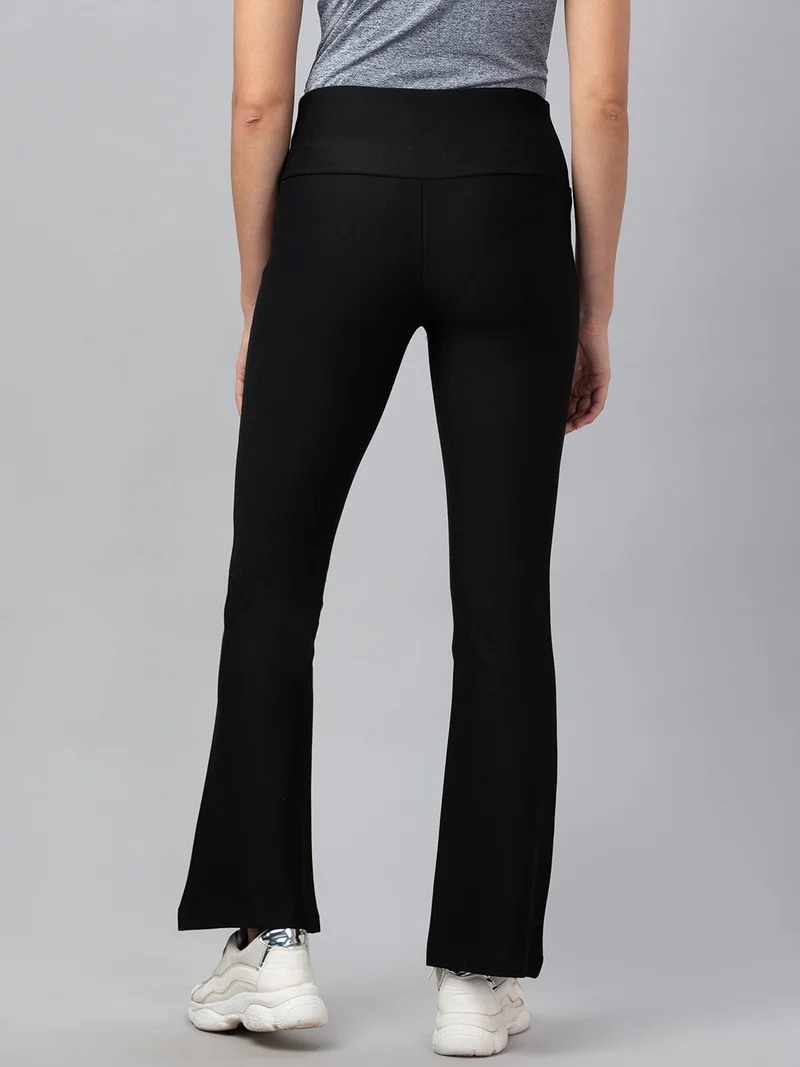 globus Women Stretchable High Waist Flared Workwear Treggings