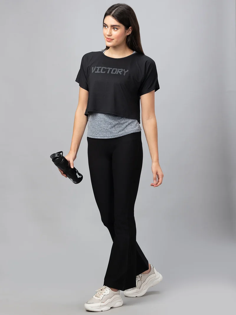 globus Women Stretchable High Waist Flared Workwear Treggings
