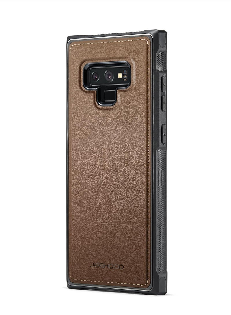 JEEHOOD Phone Case cover Luxury PU Leather Back Cover Cover  Compatible with  Samsung Galaxy Note 9 (Brown) - Image 1