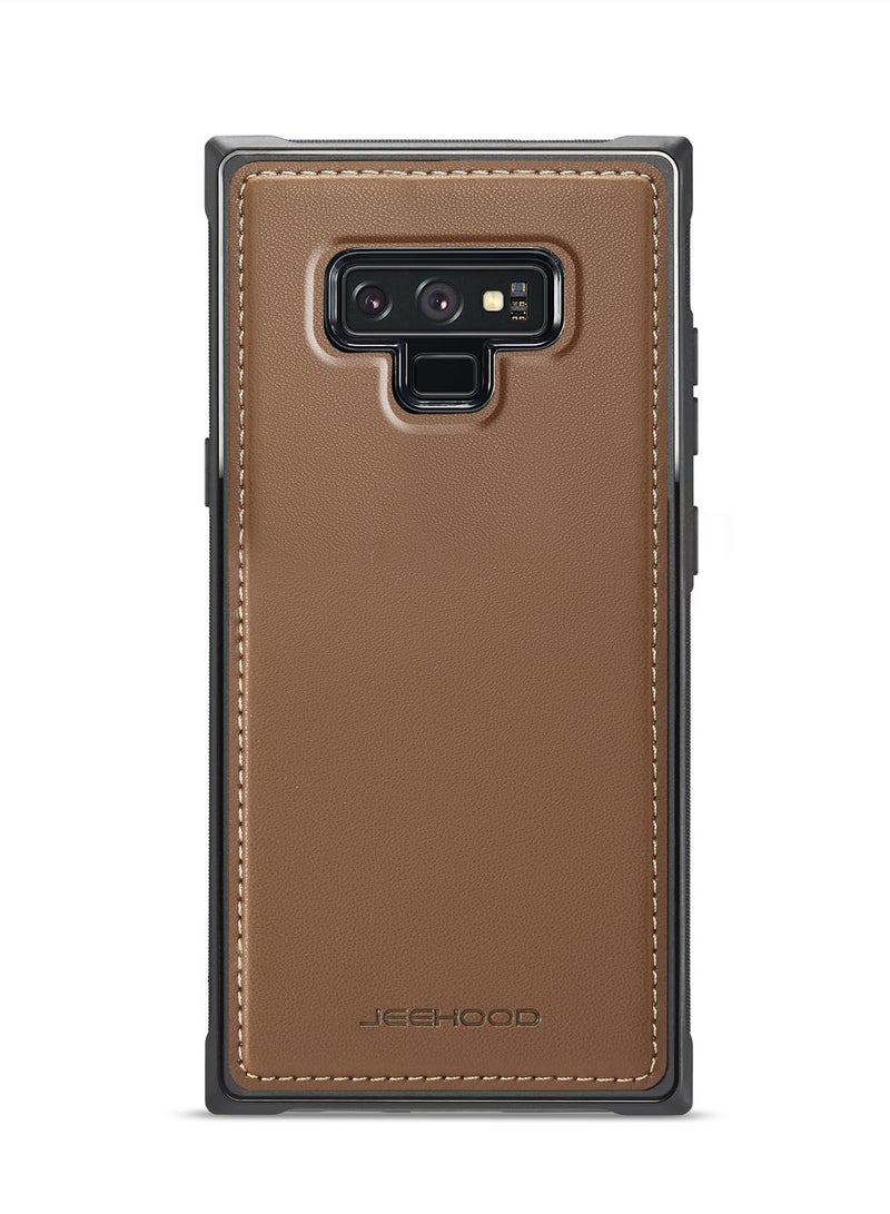 JEEHOOD Phone Case cover Luxury PU Leather Back Cover Cover  Compatible with  Samsung Galaxy Note 9 (Brown) - Image 2