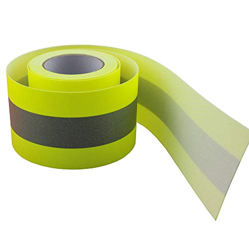JINBING 2" x 10' High Visibility Fluorescent Yellow Reflective Flame Fire Retardant FR Fabric Tape Sew On - Image 2