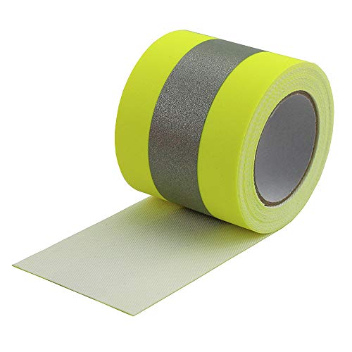 JINBING 2" x 10' High Visibility Fluorescent Yellow Reflective Flame Fire Retardant FR Fabric Tape Sew On - Image 1