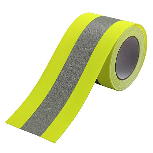 JINBING 2" x 10' High Visibility Fluorescent Yellow Reflective Flame Fire Retardant FR Fabric Tape Sew On - Image 3