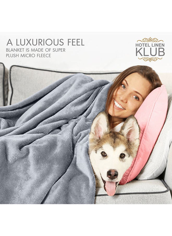 Hotel Linen Klub - Single Micro Fleece Flannel Blanket - 260 GSM, Super Plush and Comfy Throw Blanket, Size 150 x 200cm, Grey - Image 1