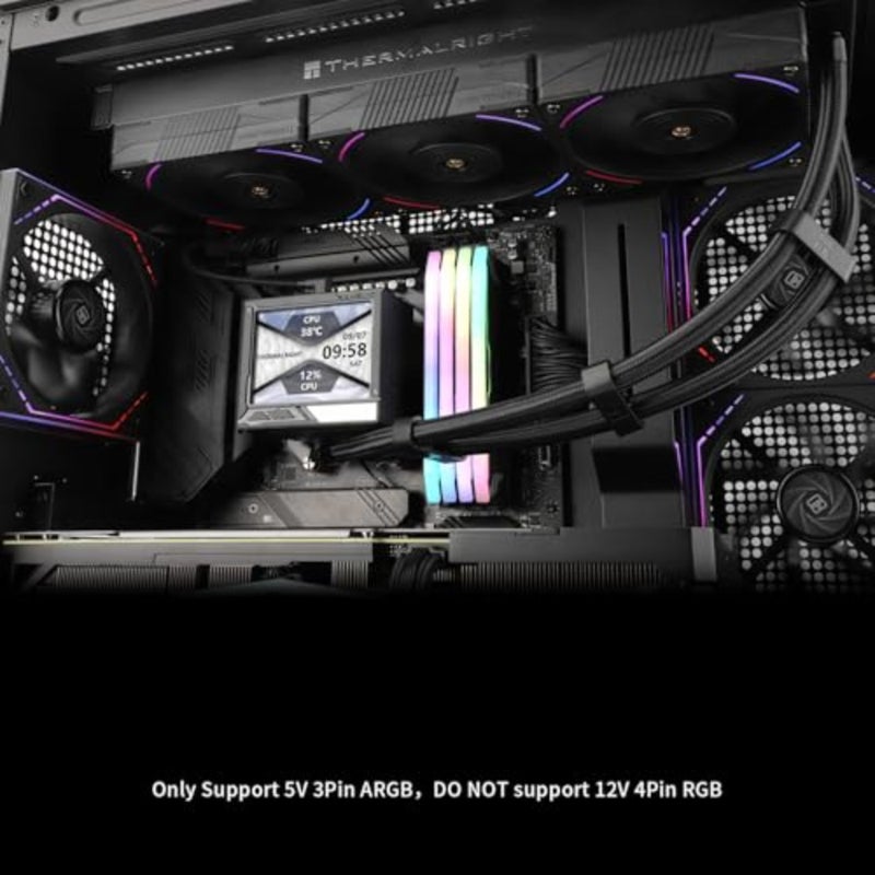مبرد Mjolnir Vision 360 ARGB Black CPU AIO Cooler، شاشة IPS LCD بدقة 320-240، لـ AM5LGA 1700/1851، مواصفات 360 عالية الأداء مبردة بالماء مع شاشة قابلة للإزالة 3.5 بوصة - Image 4