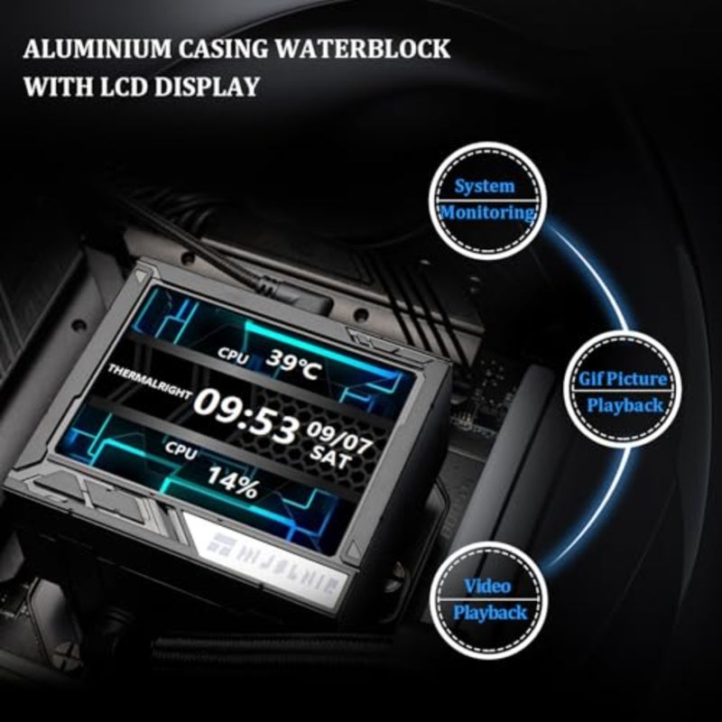 مبرد Mjolnir Vision 360 ARGB Black CPU AIO Cooler، شاشة IPS LCD بدقة 320-240، لـ AM5LGA 1700/1851، مواصفات 360 عالية الأداء مبردة بالماء مع شاشة قابلة للإزالة 3.5 بوصة - Image 3
