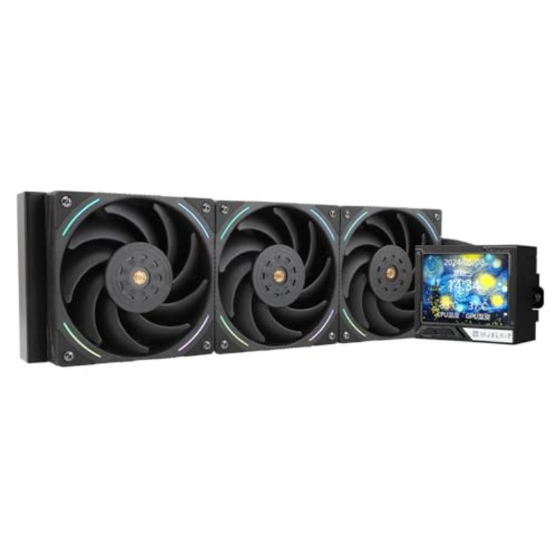 مبرد Mjolnir Vision 360 ARGB Black CPU AIO Cooler، شاشة IPS LCD بدقة 320-240، لـ AM5LGA 1700/1851، مواصفات 360 عالية الأداء مبردة بالماء مع شاشة قابلة للإزالة 3.5 بوصة - Image 1