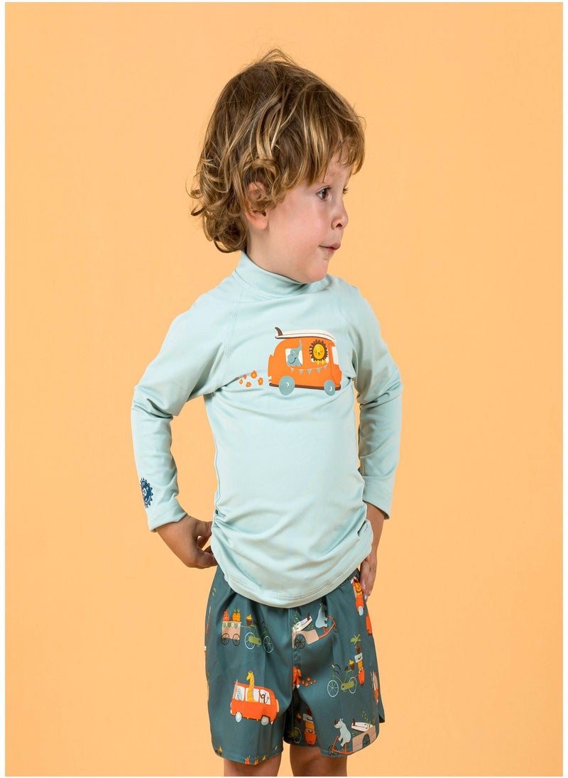 NABAIJI NABAIJI by DECATHLON, Baby Anti-UV Long-Sleeved T-Shirt Van Print Soft & Sun-Protective  - Image 2