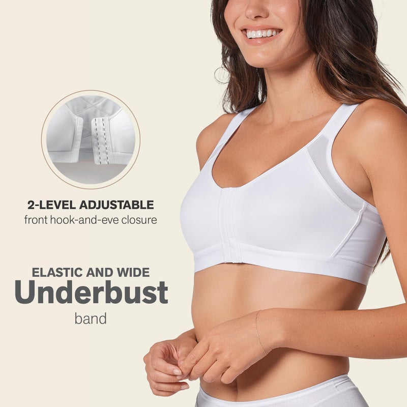 Leonisa Women's Posture Corrector Wireless Back Support Bra, White, 36B - Image 3
