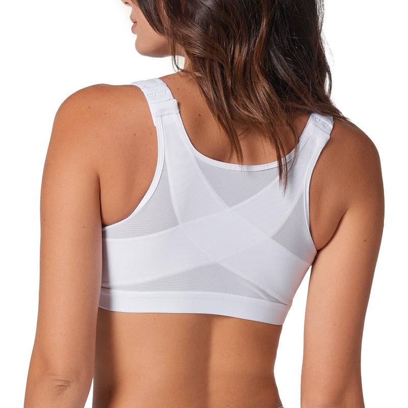 Leonisa Women's Posture Corrector Wireless Back Support Bra, White, 36B - Image 1