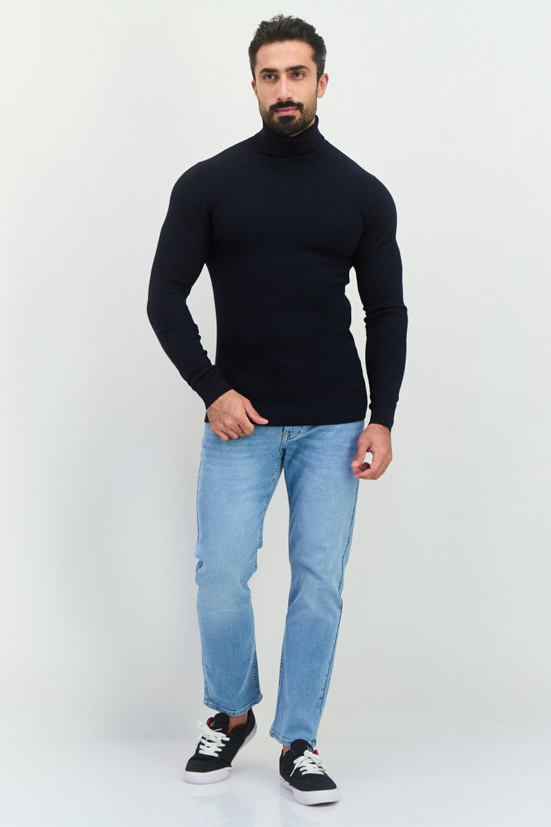 Sorbino Men Turtle Neck Long Sleeves Knitted Sweater, Navy - Image 4