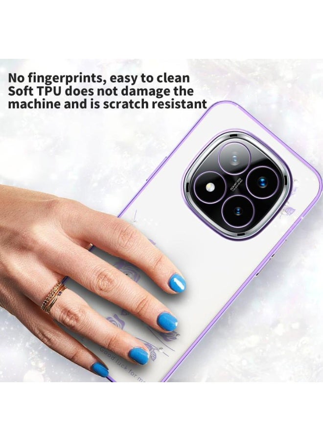 إيروريكس جراب هاتف متوافق مع هاتف شاومي ريدمي نوت 14 برو بلس 5G، بتصميم زهري شفاف، مقاوم للصدمات، بزوايا بارزة، نحيف، مصنوع من مادة TPU الناعمة. - Image 2