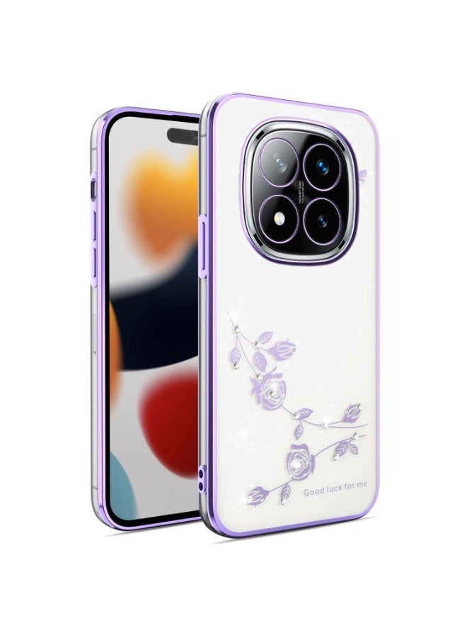 إيروريكس جراب هاتف متوافق مع هاتف شاومي ريدمي نوت 14 برو بلس 5G، بتصميم زهري شفاف، مقاوم للصدمات، بزوايا بارزة، نحيف، مصنوع من مادة TPU الناعمة. - Image 1