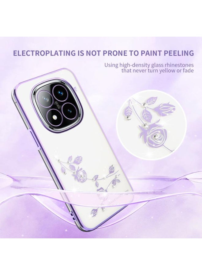 إيروريكس جراب هاتف متوافق مع هاتف شاومي ريدمي نوت 14 برو بلس 5G، بتصميم زهري شفاف، مقاوم للصدمات، بزوايا بارزة، نحيف، مصنوع من مادة TPU الناعمة. - Image 5