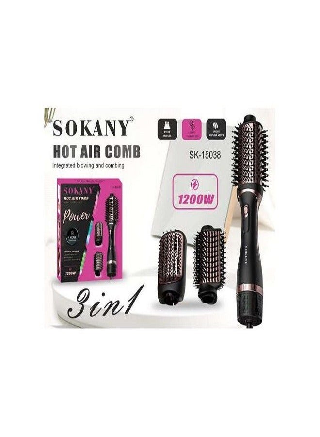 سوكاني (Sk-15038) مكواة فرد الشعر وتصفيفه وتجعيده 3 في 1 بقوة 1200 واط - Image 1