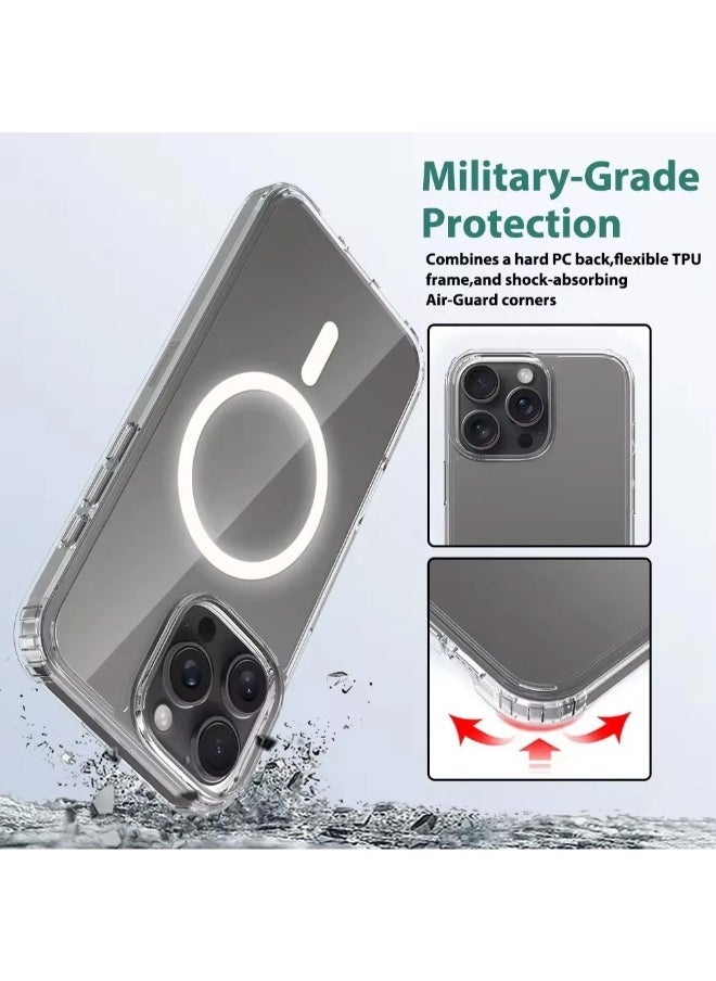 Generic - iPhone 16 Pro Magnetic Case, Compatible with MagSafe Wireless Charging, Anti-Scratch Bumper Cover (Clear), TPU - PC - Image 1