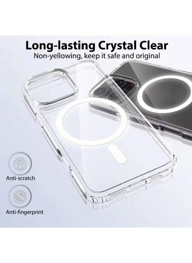 Generic - iPhone 16 Pro Magnetic Case, Compatible with MagSafe Wireless Charging, Anti-Scratch Bumper Cover (Clear), TPU - PC - Image 1