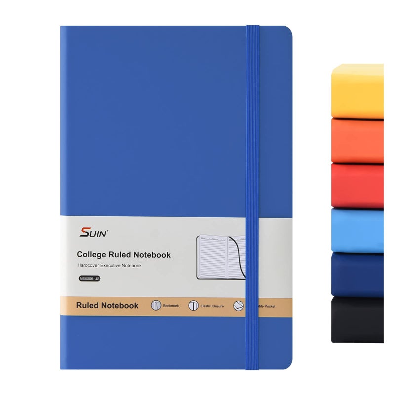 SUIN Hardcover-Journal-Notebooks, A5 Lined Journals Notebook for Writing 200 Pages, 8.2 x 5.5 inch, Classic Ruled Notebooks for Work/Travel/College (Navy Blue- 1 Pack) - Image 1