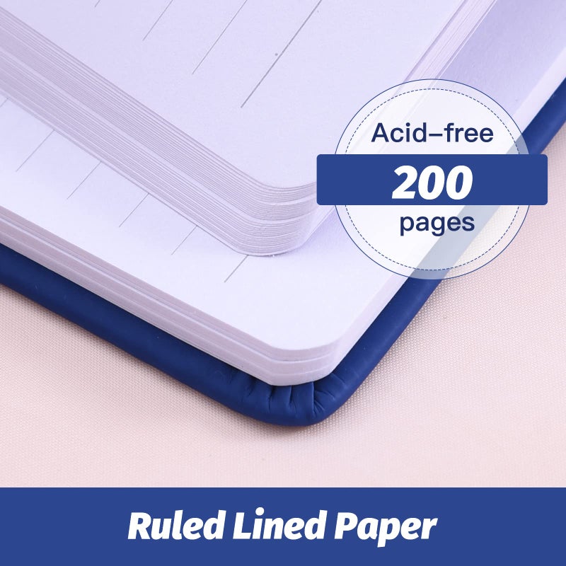 SUIN Hardcover-Journal-Notebooks, A5 Lined Journals Notebook for Writing 200 Pages, 8.2 x 5.5 inch, Classic Ruled Notebooks for Work/Travel/College (Navy Blue- 1 Pack) - Image 3
