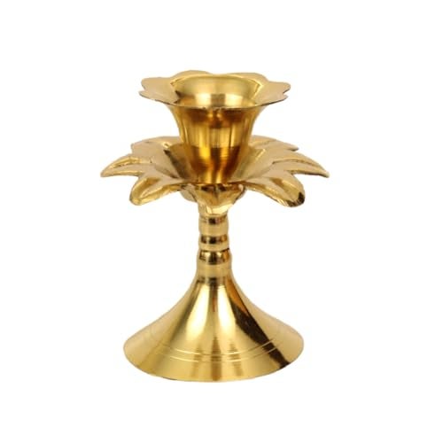 Putrika Brass Candle Holder Stand Antique Set Diwali | Pooja | Puja | Decorative | Home Decoration | Best Return Gift For Living, Bedroom, Dining RoomÂ– Jasmine Candle Holder, Gold - Image 1