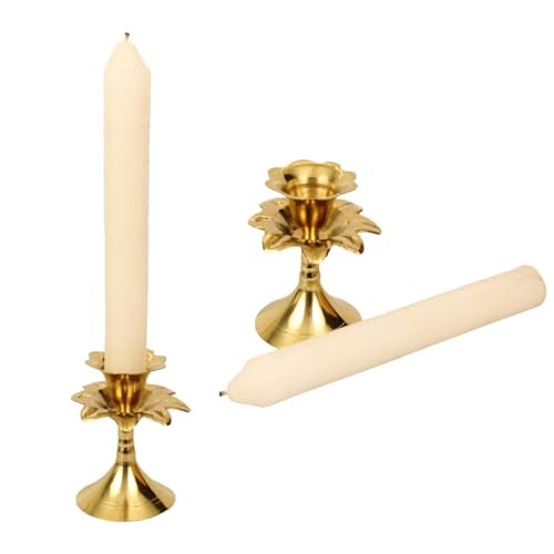 Putrika Brass Candle Holder Stand Antique Set Diwali | Pooja | Puja | Decorative | Home Decoration | Best Return Gift For Living, Bedroom, Dining RoomÂ– Jasmine Candle Holder, Gold - Image 3